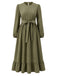 Army Green Lantern Sleeve Midi Dress 2