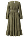 Army Green Lantern Sleeve Midi Dress 3