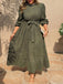 Army Green Lantern Sleeve Midi Dress 7