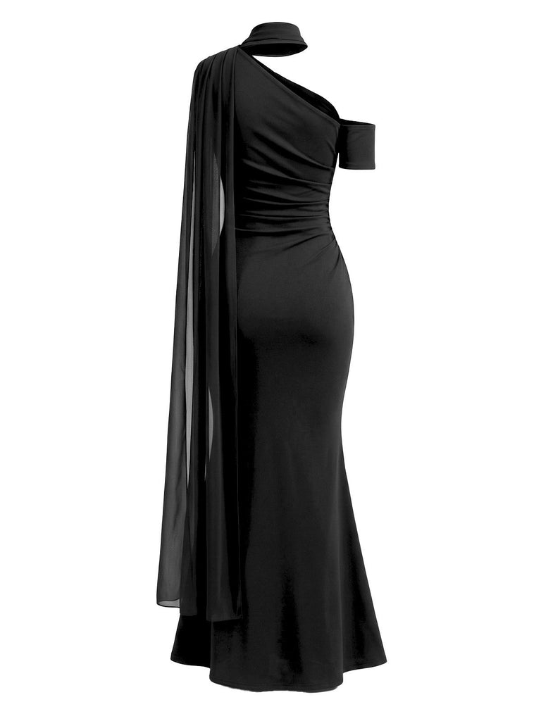 Halter Off Shoulder Ruched Mermaid Evening Dress 2