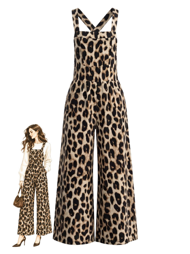 Brown 1950s Floral Halter Jumpsuit 1