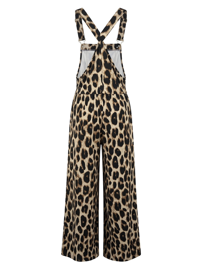 Brown 1950s Floral Halter Jumpsuit 2