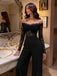 Black Lace Off Shoulder Wide Leg Jumpsuit 2