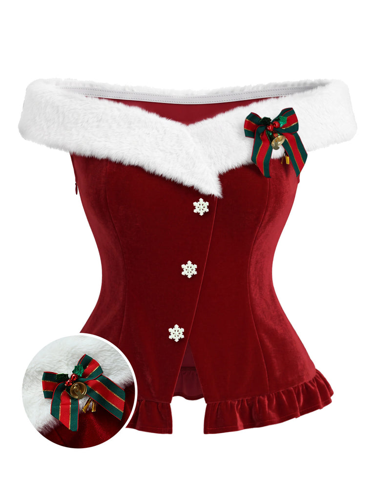 [Pre-Sale] 1950s Christmas Faux Fur Trim Top 2