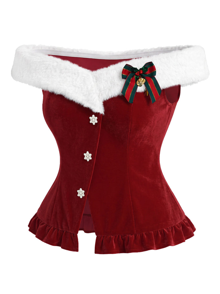 [Pre-Sale] 1950s Christmas Faux Fur Trim Top 4