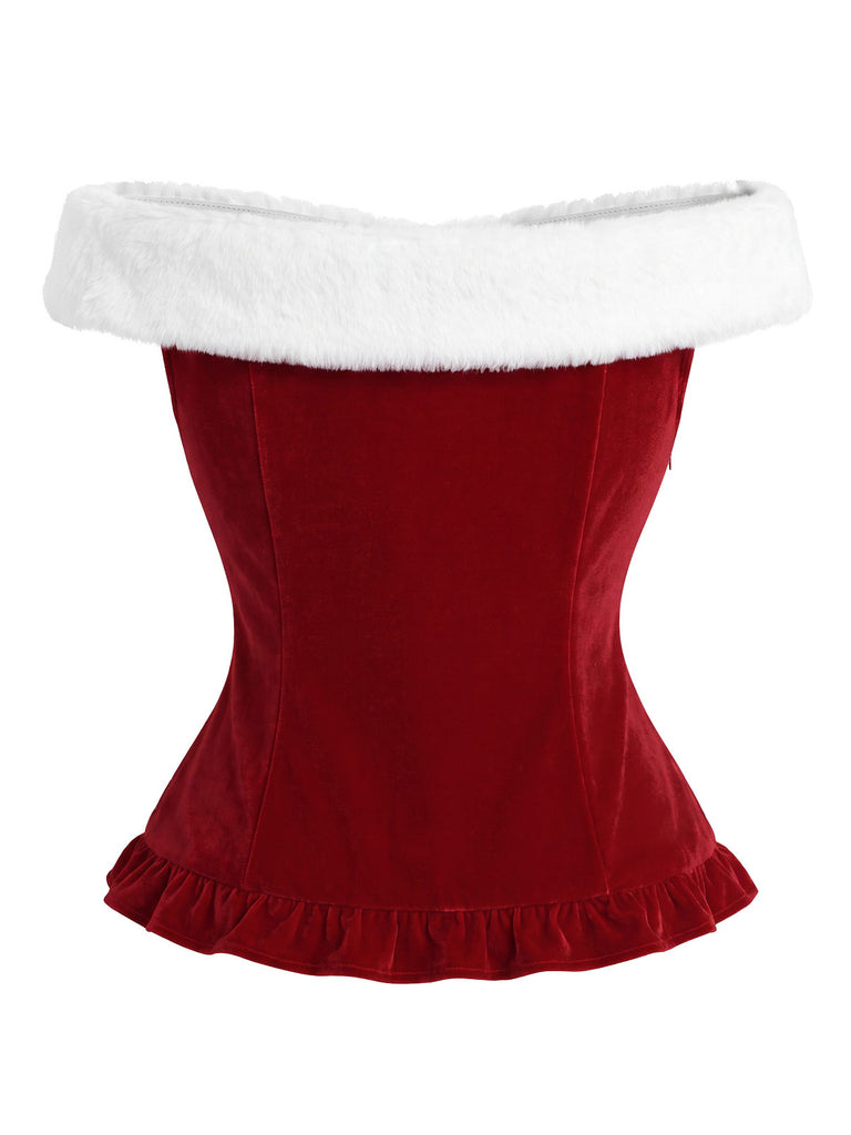 [Pre-Sale] 1950s Christmas Faux Fur Trim Top 5