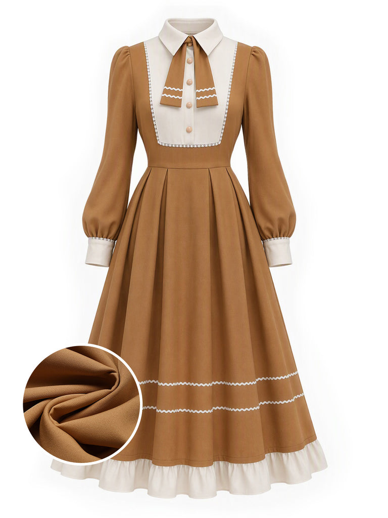 Light Khaki 1940s Dress 1