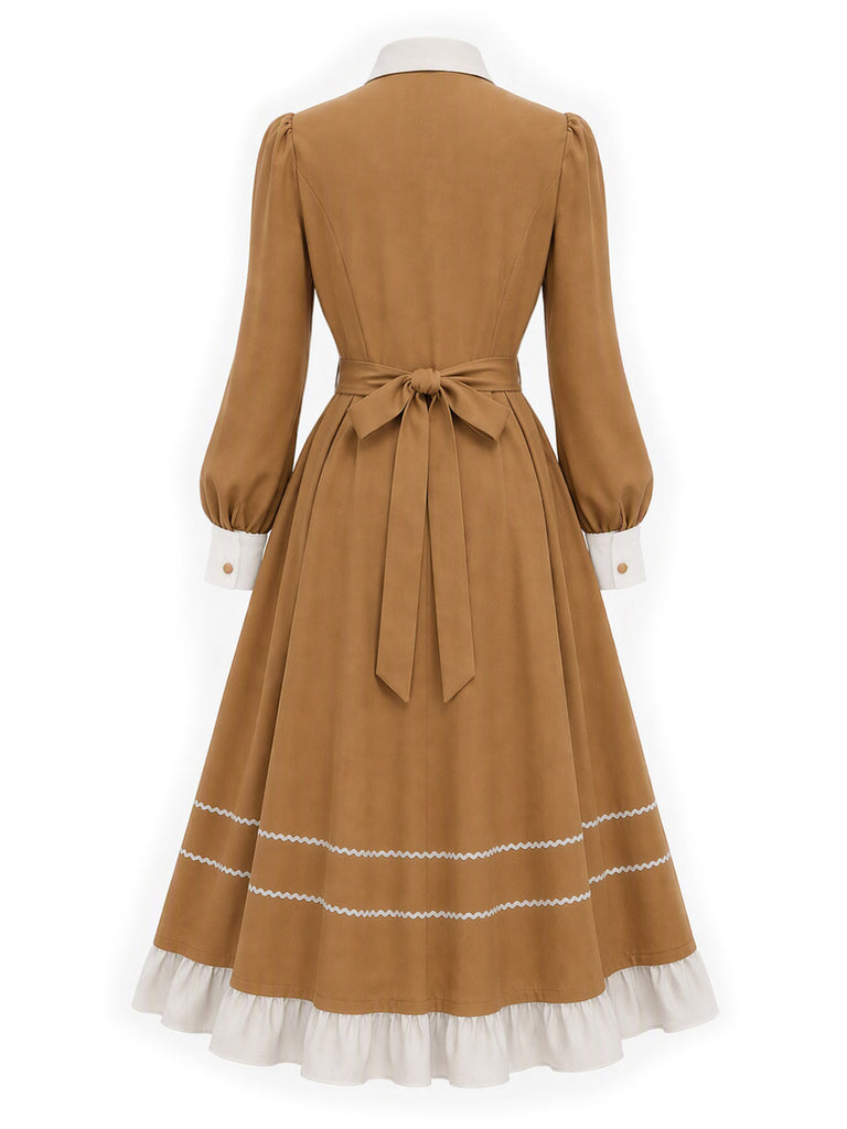 Light Khaki 1940s Dress 4