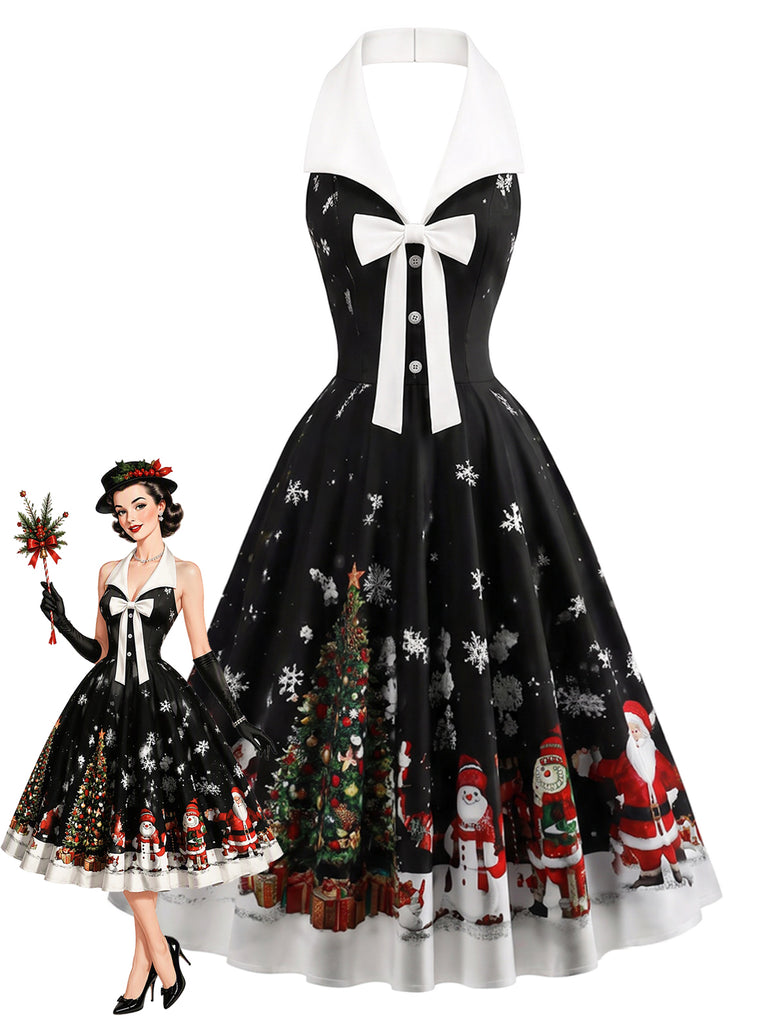[Pre-Sale] 1950s Printed Halter Neck Midi Dress 1