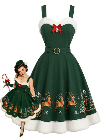 Lake Green 1950s Christmas Dress 1