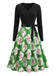 Christmas Print Long Sleeve Fit and Flare Dress 2