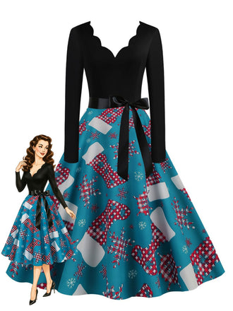 Blue 1950s Christmas Dress 1