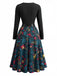 Multicolor 1950s Christmas Floral Dress 2