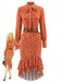 Orange 1930s Floral Dress 1