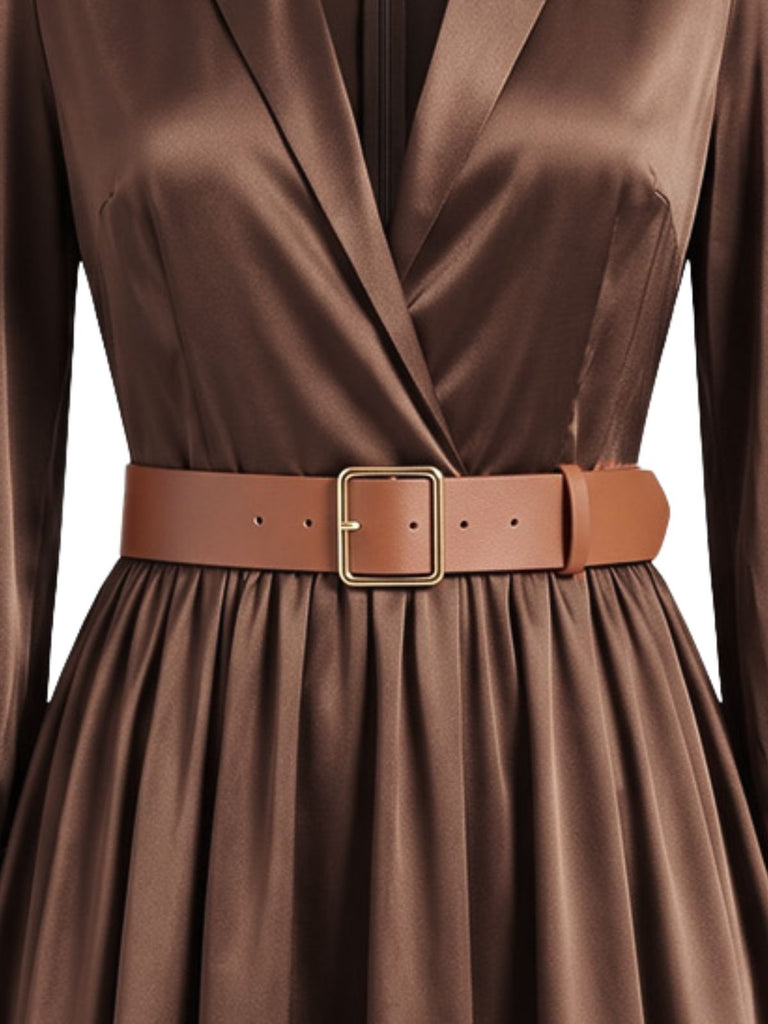 Satin Belted Long Sleeve Maxi Dress 5