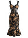 French Floral Fishtail Bodycon Midi Dress 2