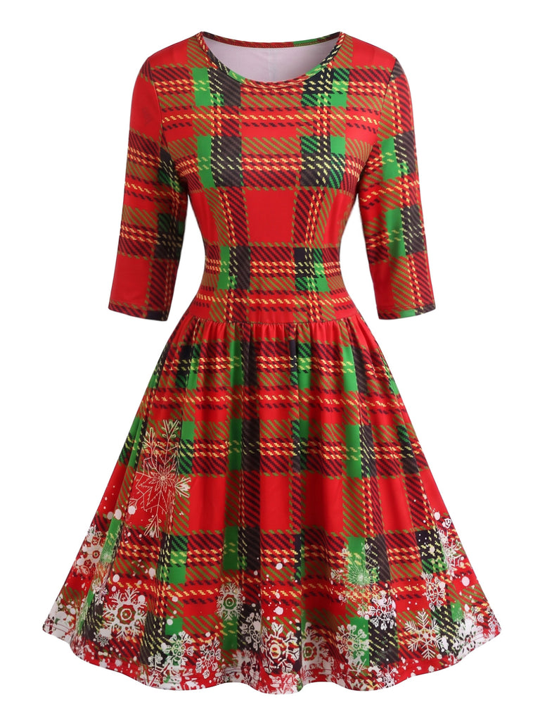 Christmas Print Fit and Flare Midi Dress 1