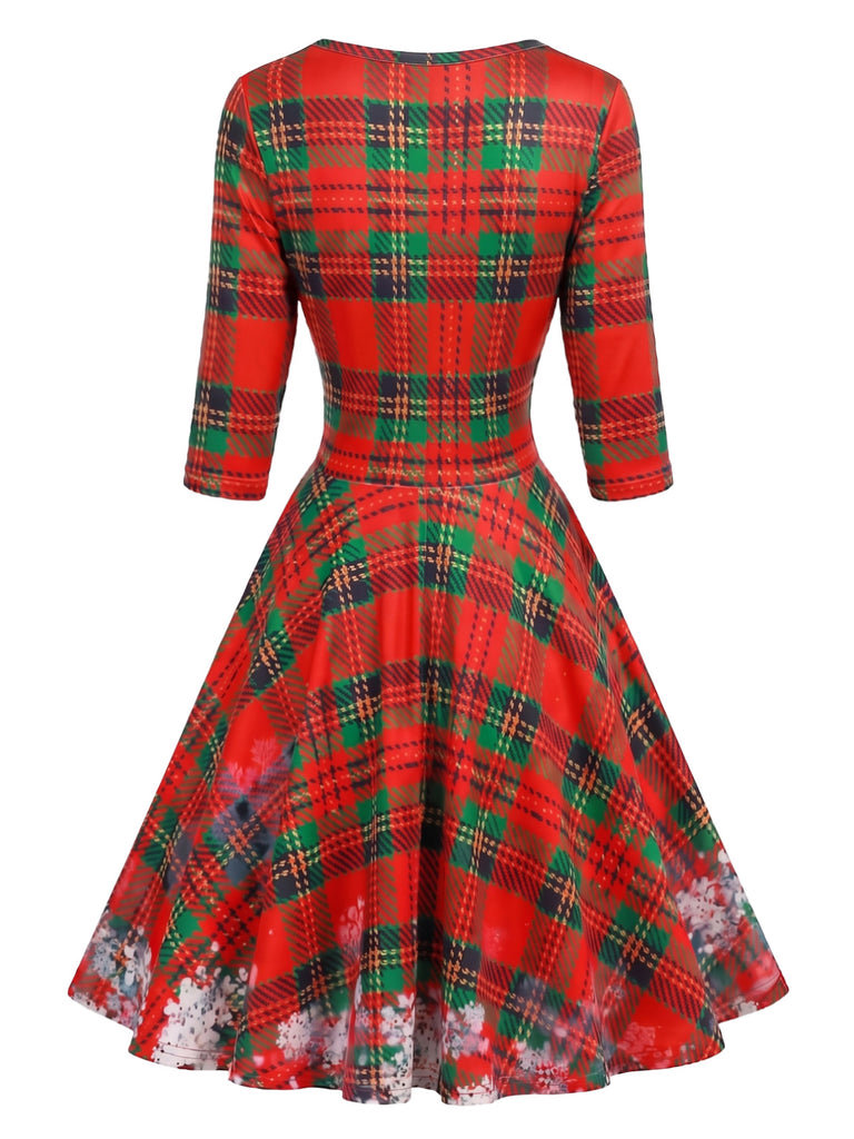 Christmas Print Fit and Flare Midi Dress 2