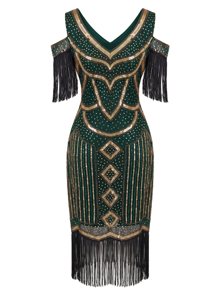 1920s Beaded Fringe Flapper Midi Dress 2