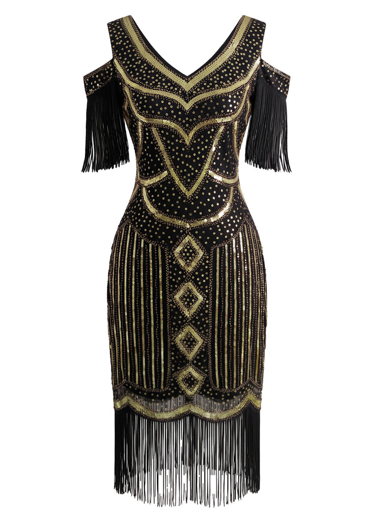 1920s Beaded Fringe Flapper Midi Dress 6
