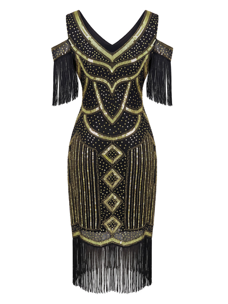 1920s Beaded Fringe Flapper Midi Dress 7