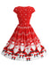 Red 1950s Christmas Floral Dress 2