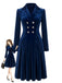 Velvet Double Breasted Fit and Flare Midi Dress 1