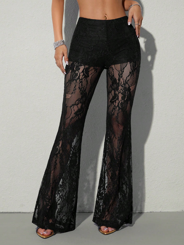 Dark Coffee 1970s Lace Pants 1