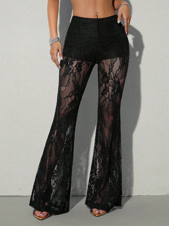 Dark Coffee 1970s Lace Pants 1