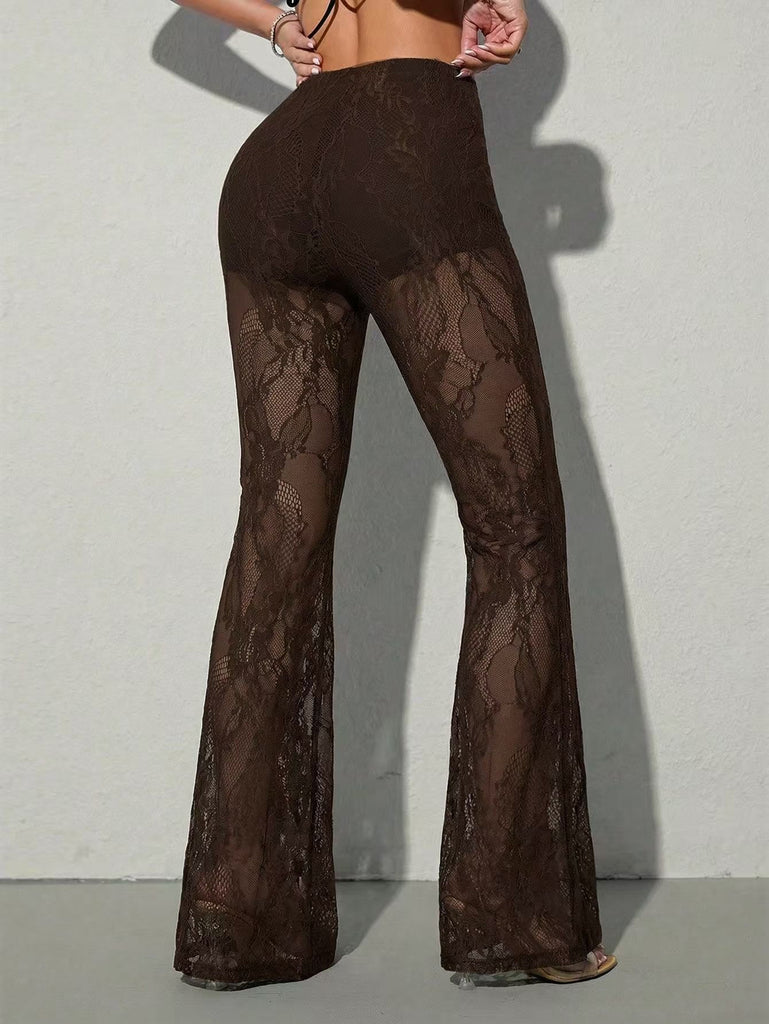 Dark Coffee 1970s Lace Pants 5