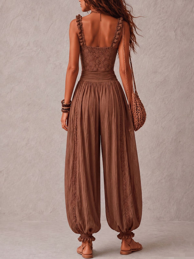 Lace Spaghetti Strap Harem Leg Jumpsuit 5