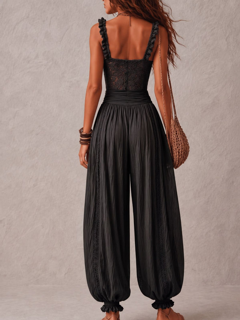 Lace Spaghetti Strap Harem Leg Jumpsuit 3