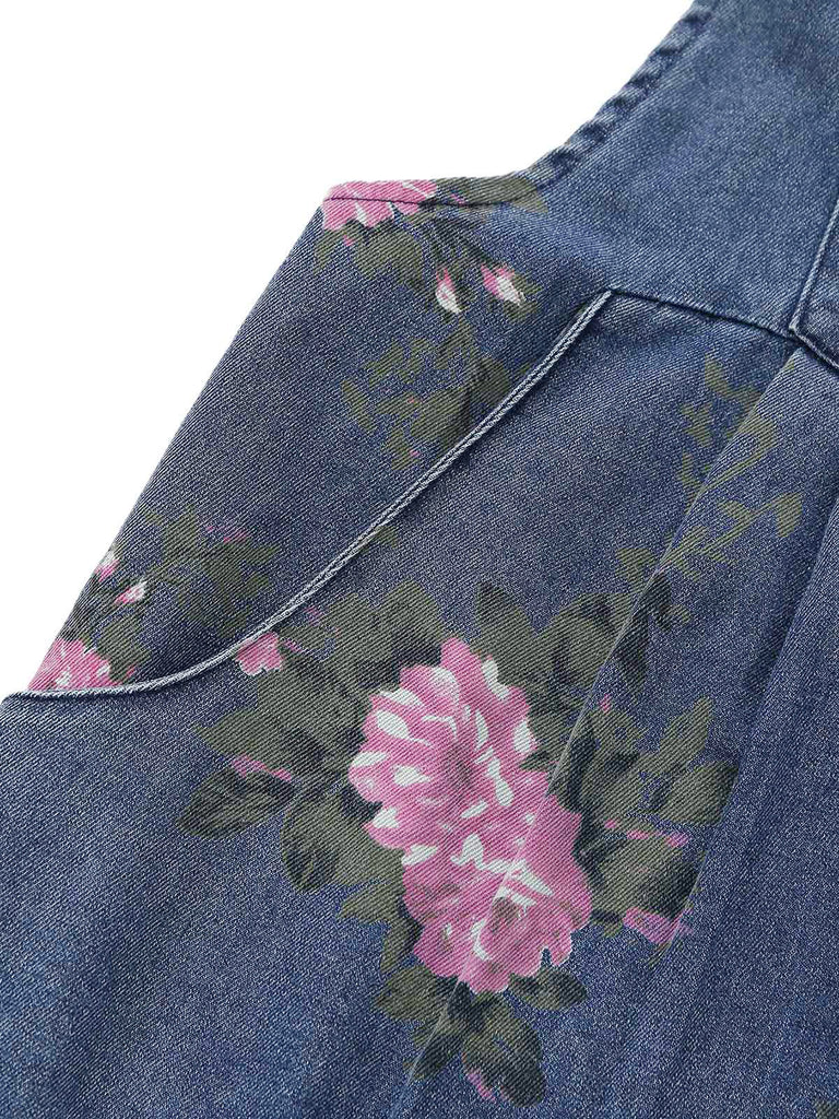 Blue 1940s Wide Leg Jumpsuit 4