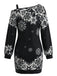 Christmas Snowflake Print Off Shoulder Mini Dress 2