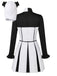 Black & White 1960s Halloween Horror Clown Costume Dress with Headpiece