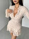 1970s Lace V Neck Dress 4
