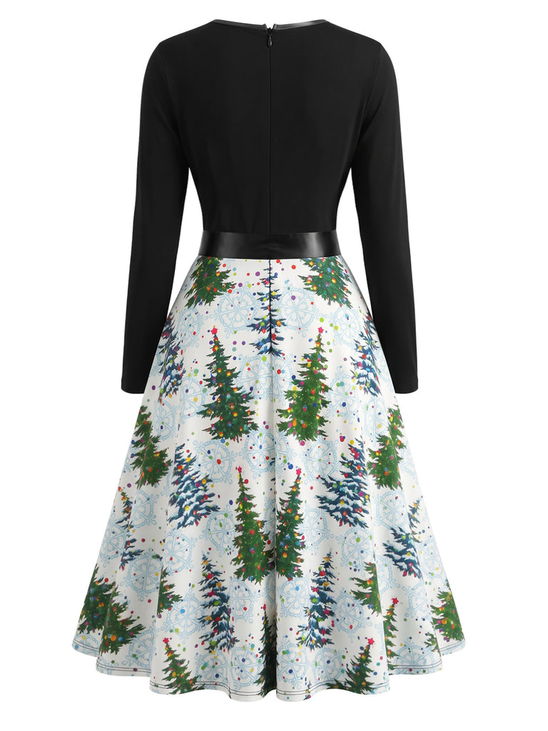 Christmas Print Long Sleeve Fit and Flare Dress 3