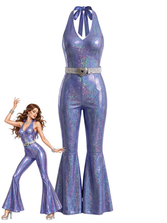 1970s Disco Shimmer Bell Bottom Jumpsuit 1