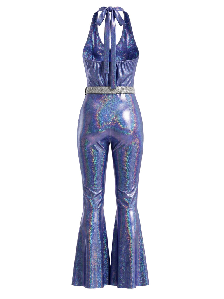 1970s Disco Shimmer Bell Bottom Jumpsuit 3