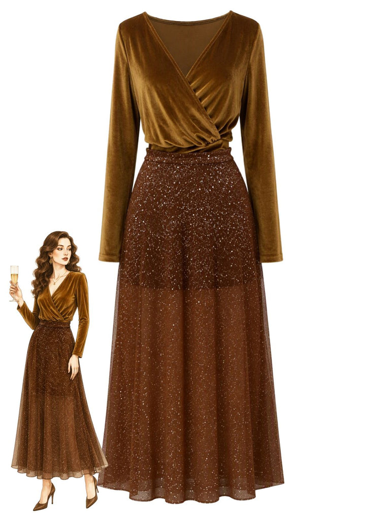Dark Brown 1950s Sequin Dress 1
