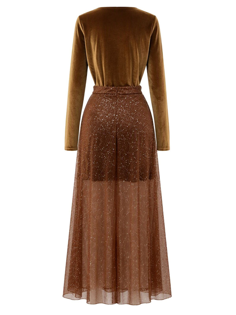 Dark Brown 1950s Sequin Dress 3