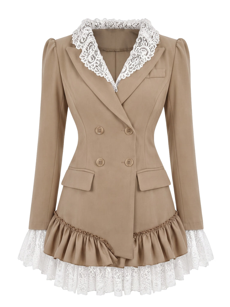 Khaki 1960s Lace Long Sleeve Jacket 6