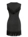 Black 1960s Fringe V Neck Dress 2