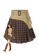 [Pre-Sale] Brown 1960s Plaid Patchwork Belted Pleated Skirt