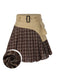 [Pre-Sale] 2PCS Khaki & Brown 1960s Plaid Patchwork Jacket & Pleated Skirt