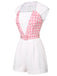 White & Pink 1950s Plaid Romper With Belt
