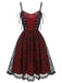 Wine Red 1950s Skull Pattern Gothic Style Dress