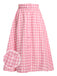 1950s Pink Plaid Button Skirt With Belt