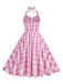 2PCS Parent-child outfit-1950s Plaid Halter Swing Dress