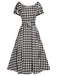 ‍Black 1950s Houndstooth Short Sleeve Belted Dress (65% off)